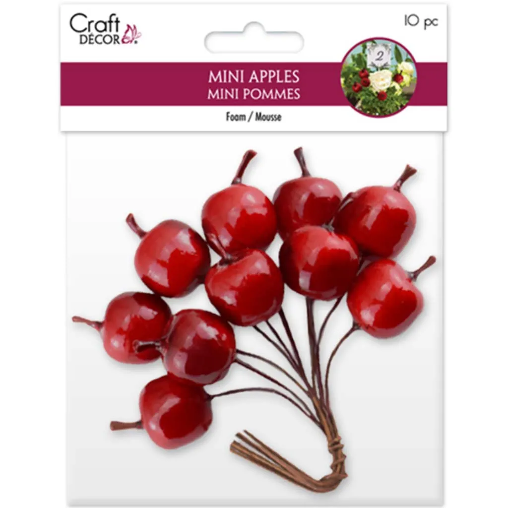 Craft Decor:  Mini Apple Picks  Foam Glossy-Red Delicious, 2cm, 10pc