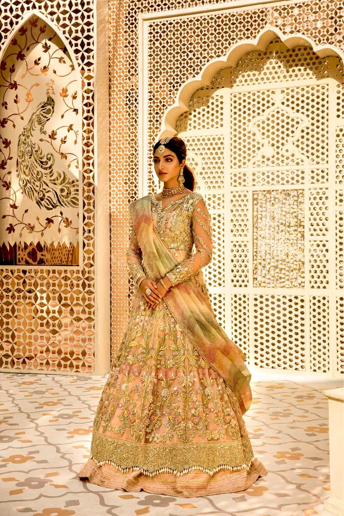 Crimson X Saira Shakira Wedding Collection – 1A - Sheeshay Hazaron - Blush