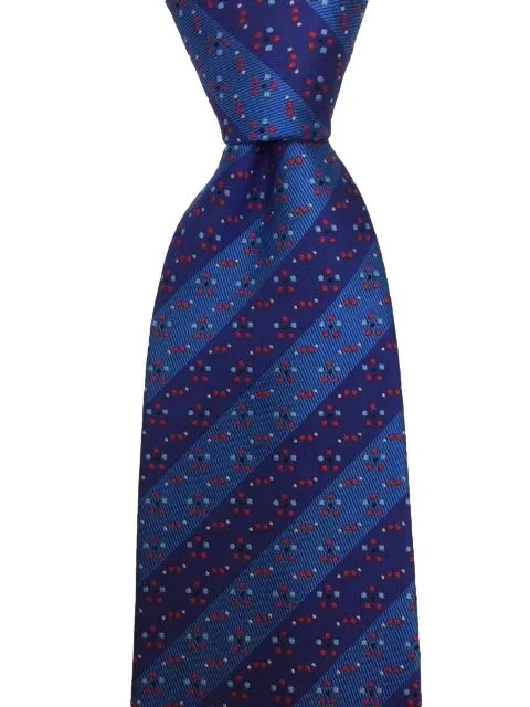 Dark Blue and Light Blue Striped Tie with Mini Dots