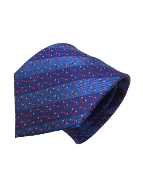 Dark Blue and Light Blue Striped Tie with Mini Dots