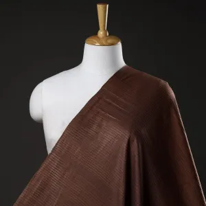 Dark Brown - Vidarbha Tussar Silk Checks Handloom Fabric