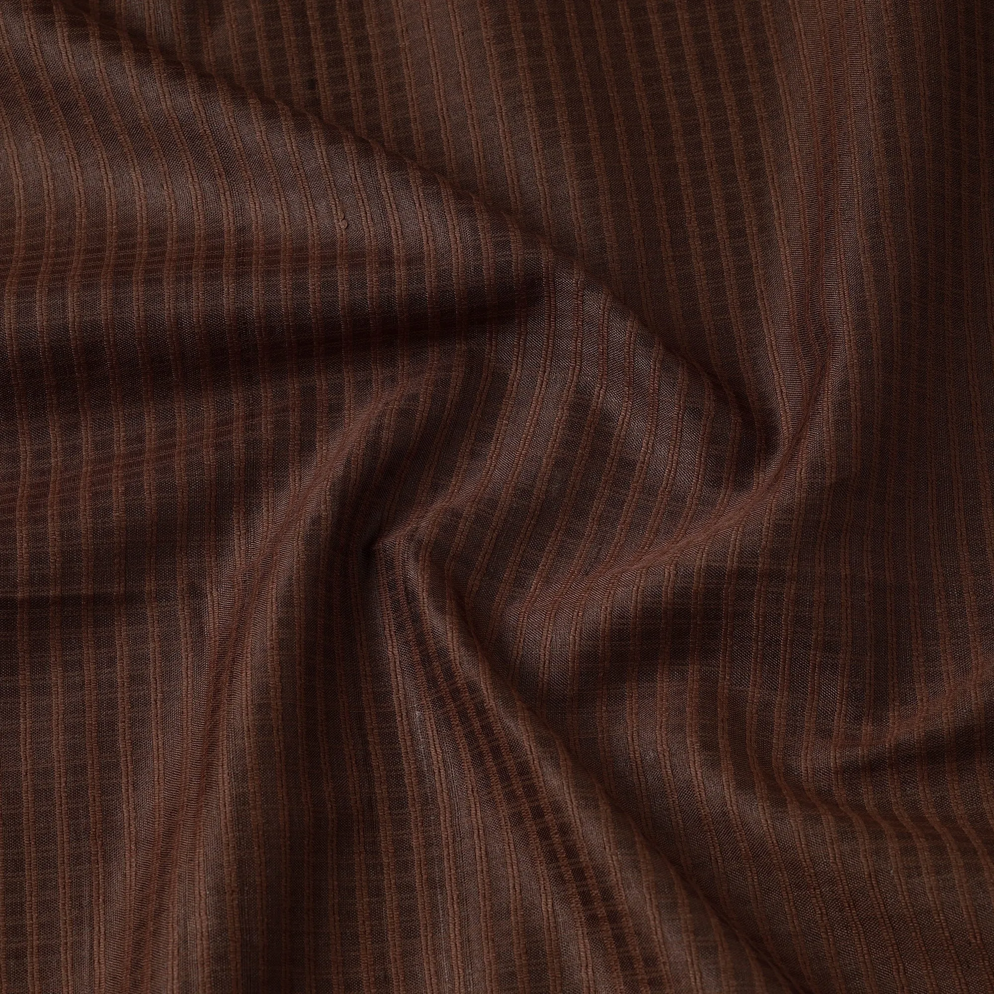 Dark Brown - Vidarbha Tussar Silk Checks Handloom Fabric