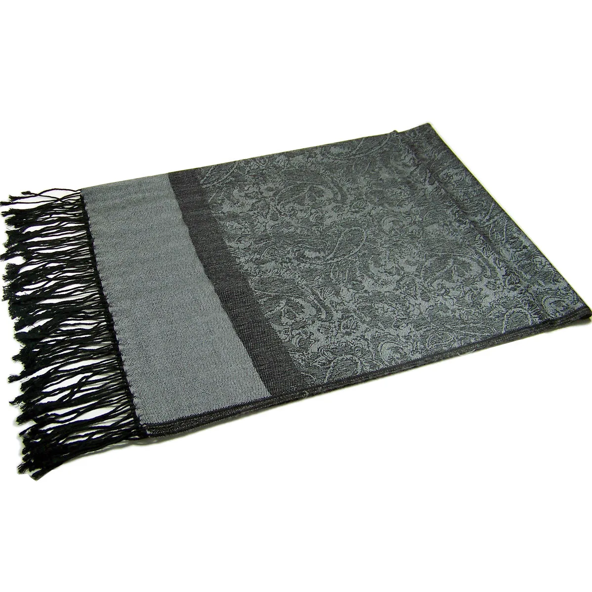 Dark Gray Paisley Pashmina Scarves