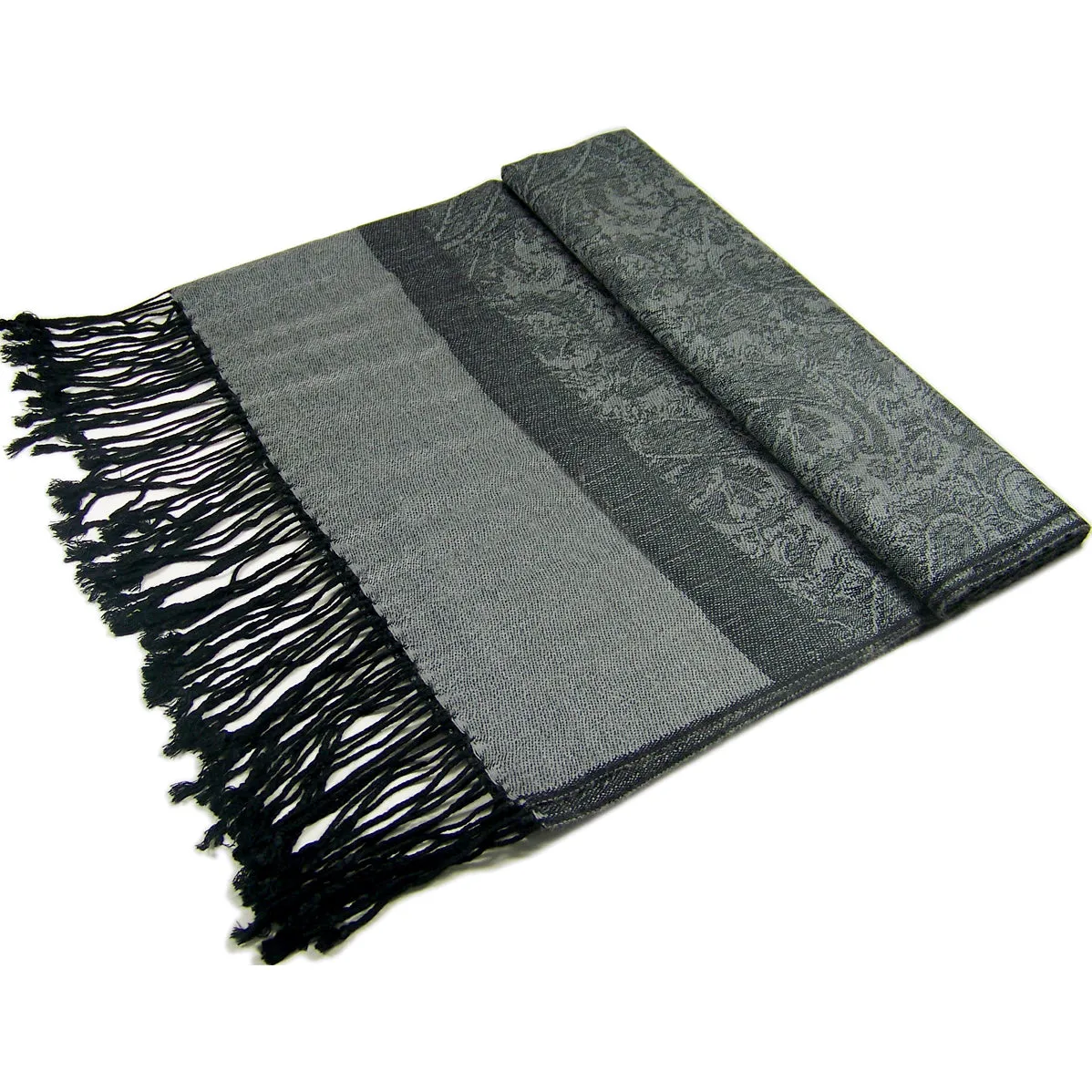 Dark Gray Paisley Pashmina Scarves