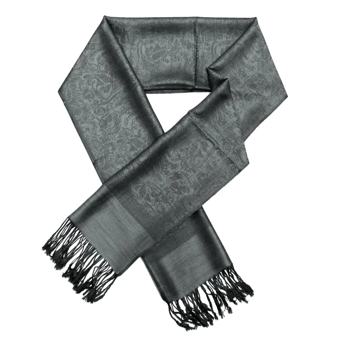 Dark Gray Paisley Pashmina Scarves