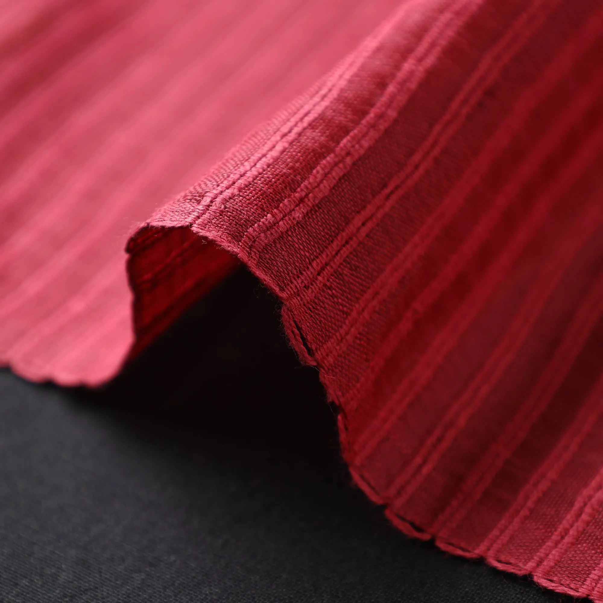 Dark Pink - Vidarbha Tussar Silk Checks Handloom Fabric