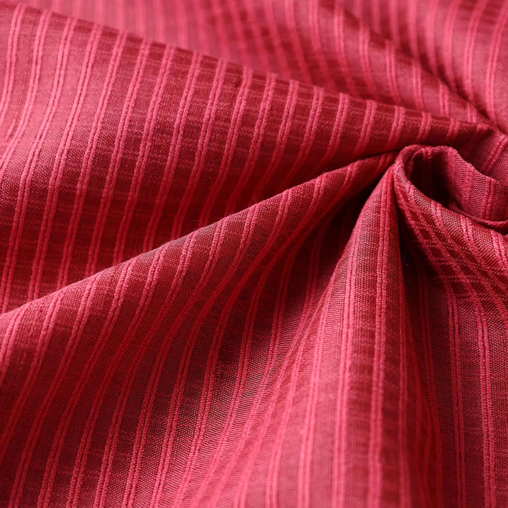 Dark Pink - Vidarbha Tussar Silk Checks Handloom Fabric