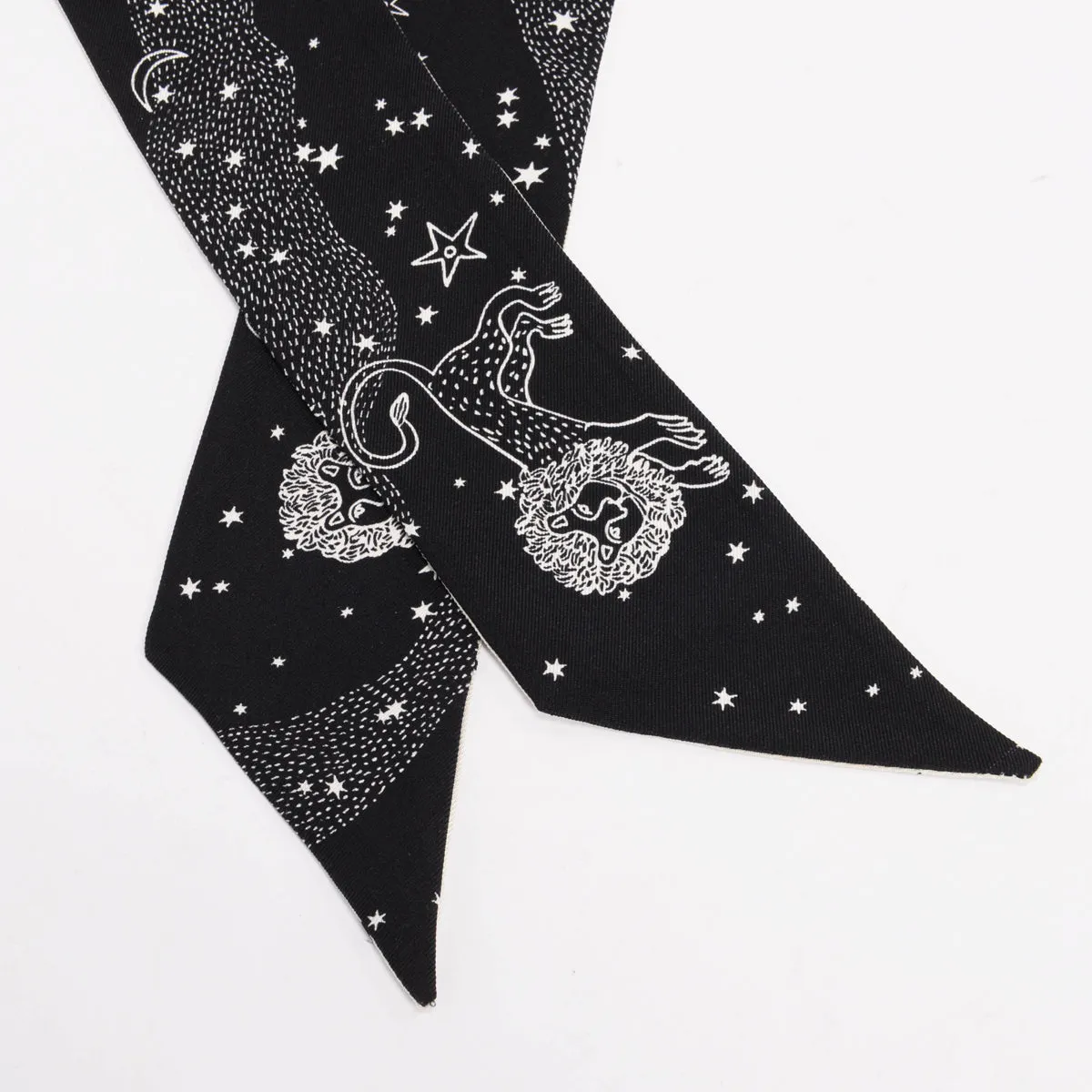 Dior Luxurious Black Silk Leo Zodiac Mitzah Scarf