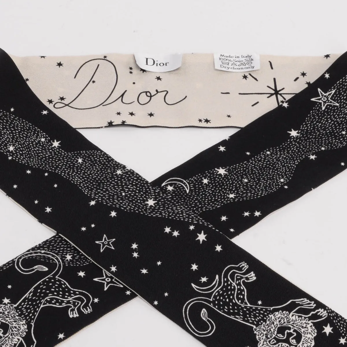 Dior Luxurious Black Silk Leo Zodiac Mitzah Scarf