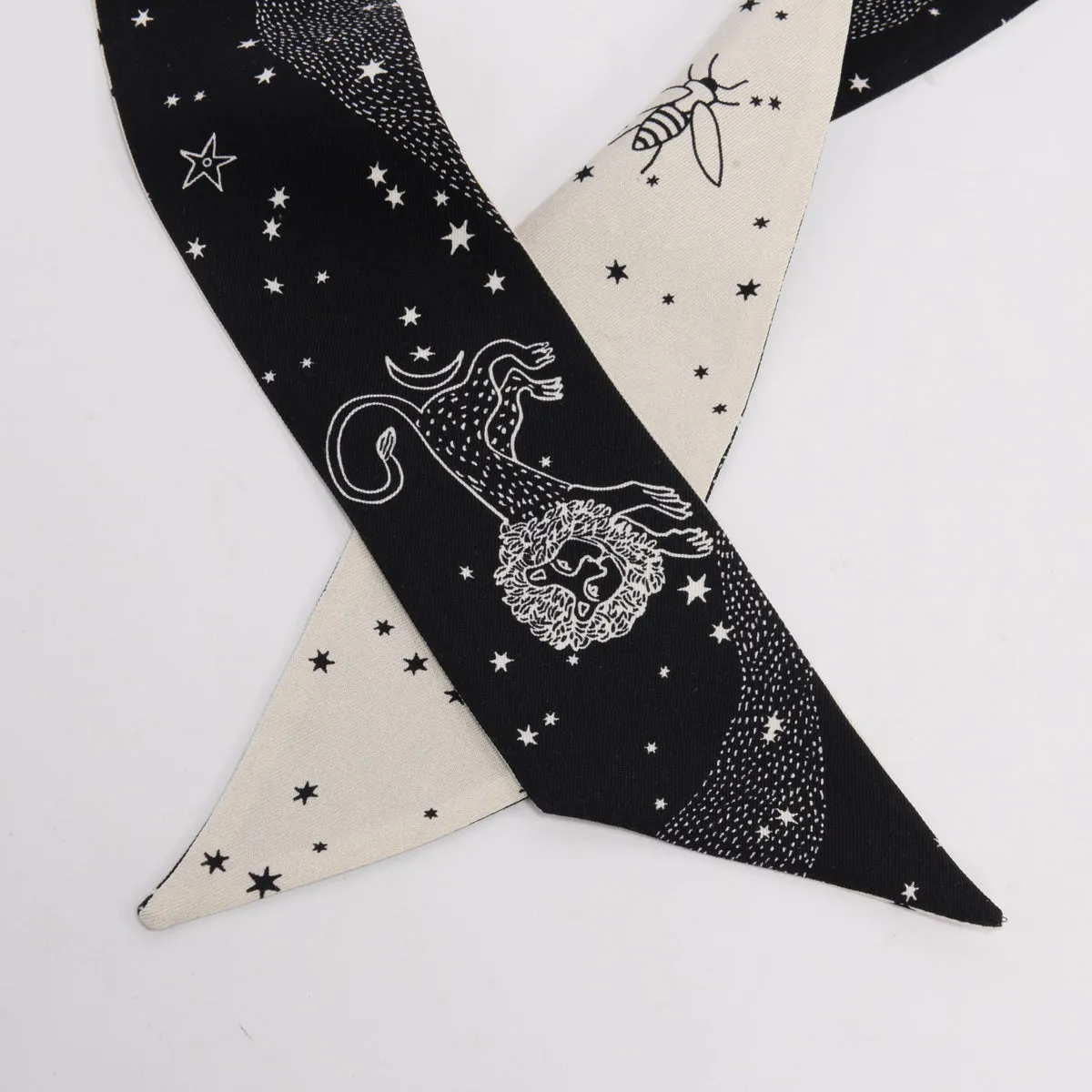 Dior Luxurious Black Silk Leo Zodiac Mitzah Scarf