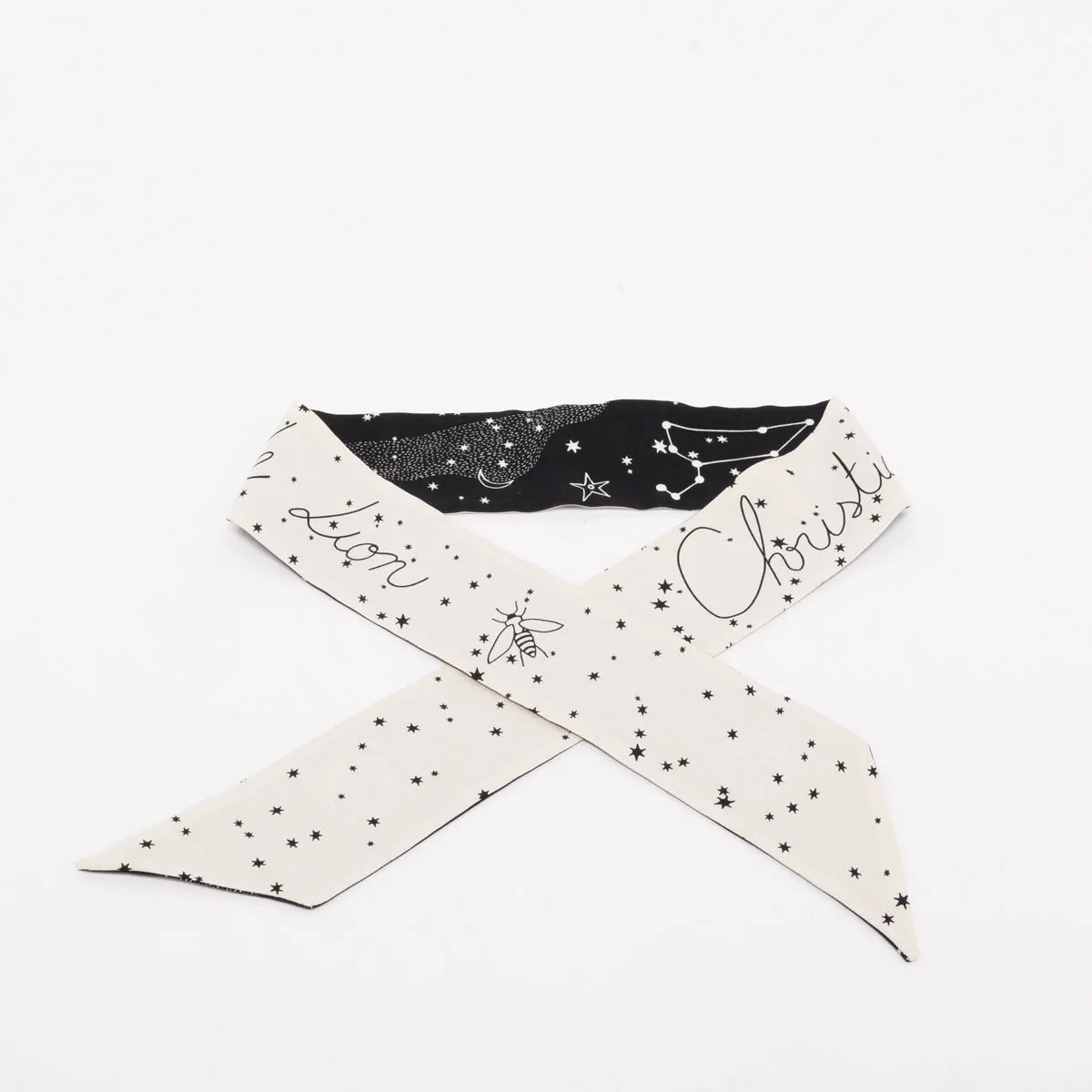 Dior Luxurious Black Silk Leo Zodiac Mitzah Scarf