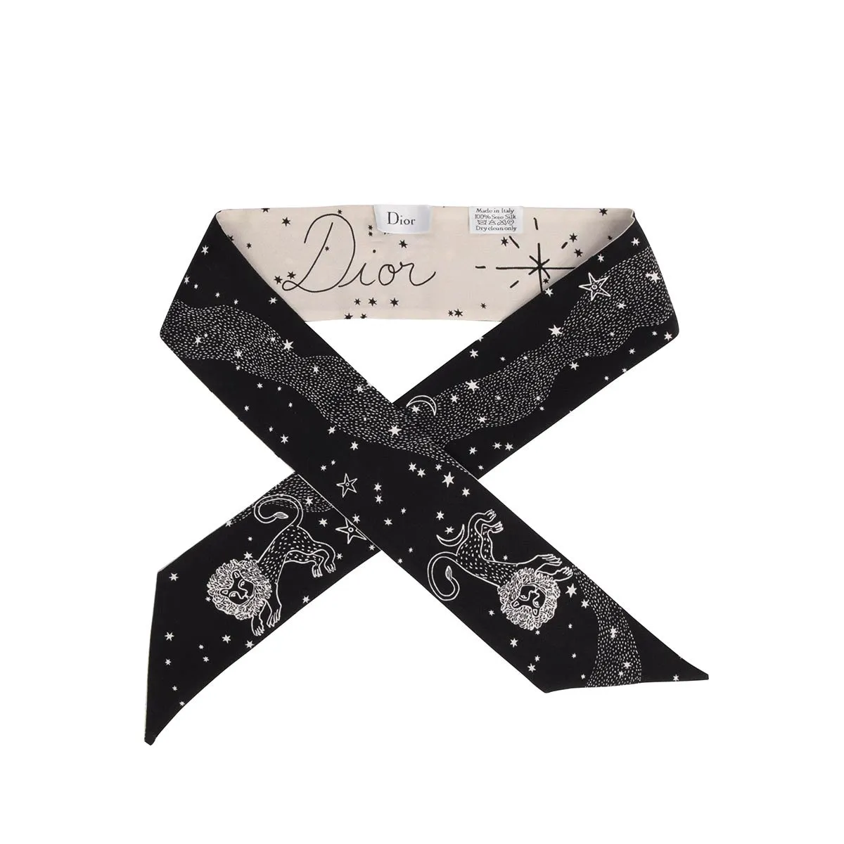 Dior Luxurious Black Silk Leo Zodiac Mitzah Scarf