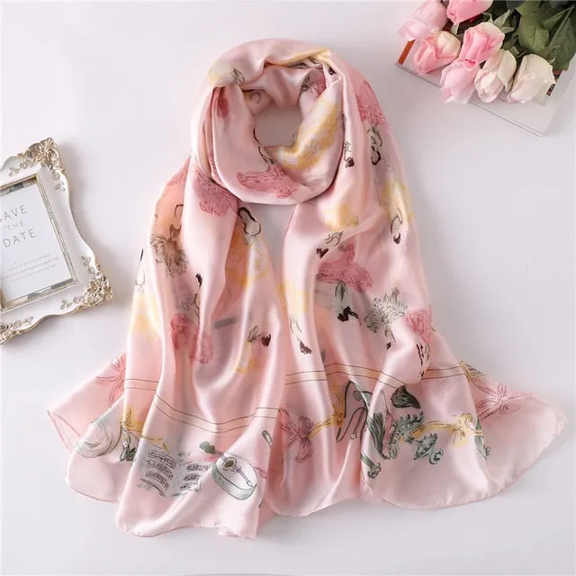 Fashion Silk Scarf Printed Bandana Shawl #5056