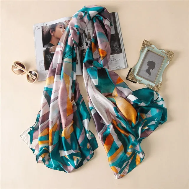 Fashion Silk Scarf Printed Bandana Shawl #5056