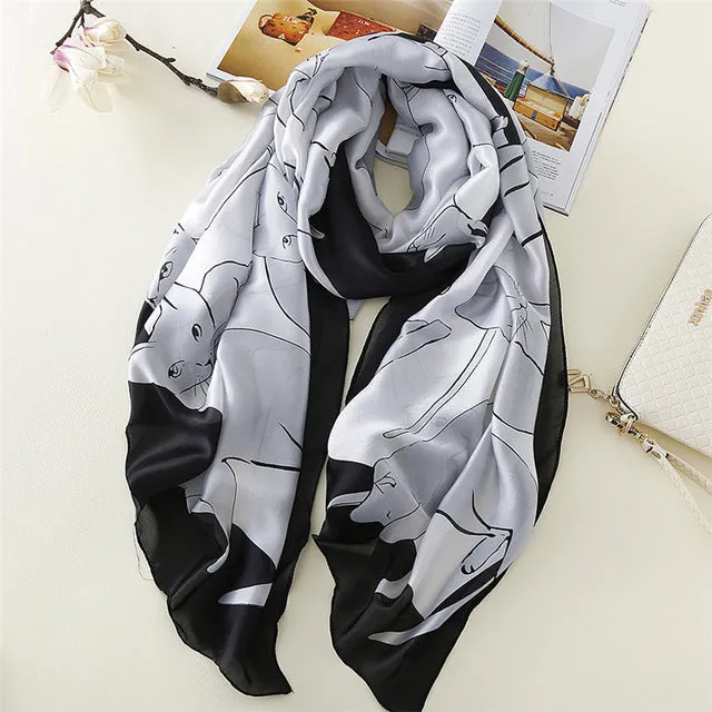 Fashion Silk Scarf Printed Bandana Shawl #5056