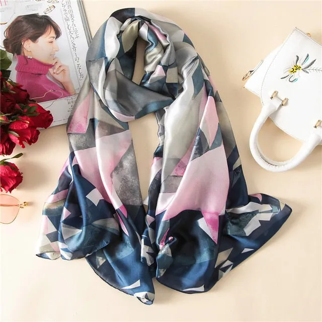 Fashion Silk Scarf Printed Bandana Shawl #5056