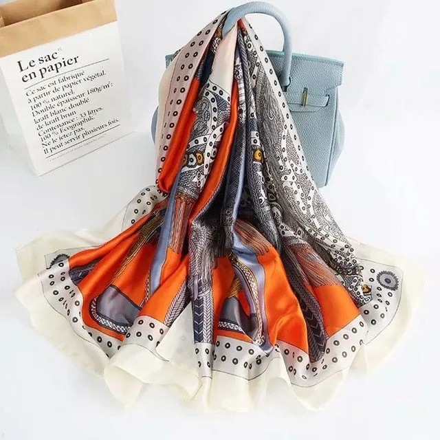 Fashion Silk Scarf Printed Bandana Shawl #LZ024