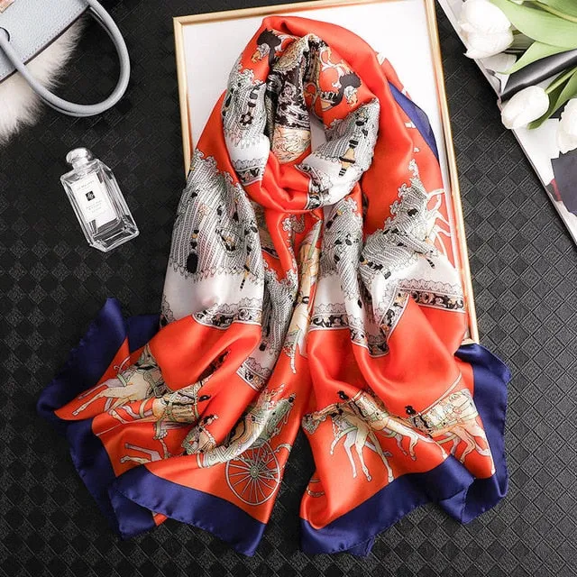 Fashion Silk Scarf Printed Bandana Shawl #LZ121