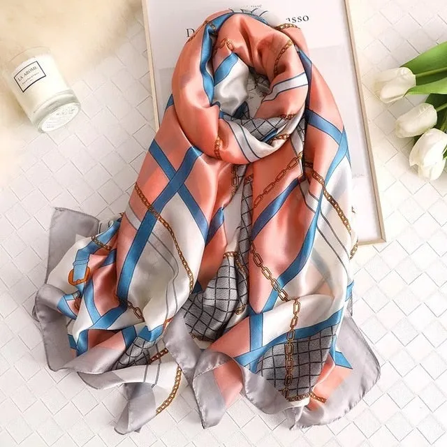 Fashion Silk Scarf Printed Bandana Shawl #LZ121