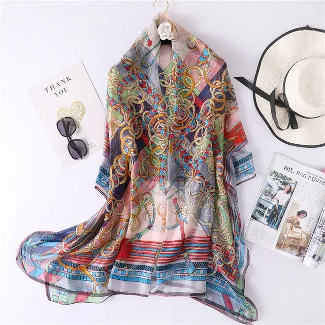 Fashion Summer Silk Scarf Printed Bandana Shawl #YS-1