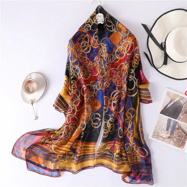 Fashion Summer Silk Scarf Printed Bandana Shawl #YS-1