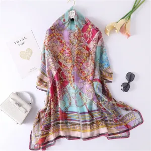 Fashion Summer Silk Scarf Printed Bandana Shawl #YS-1