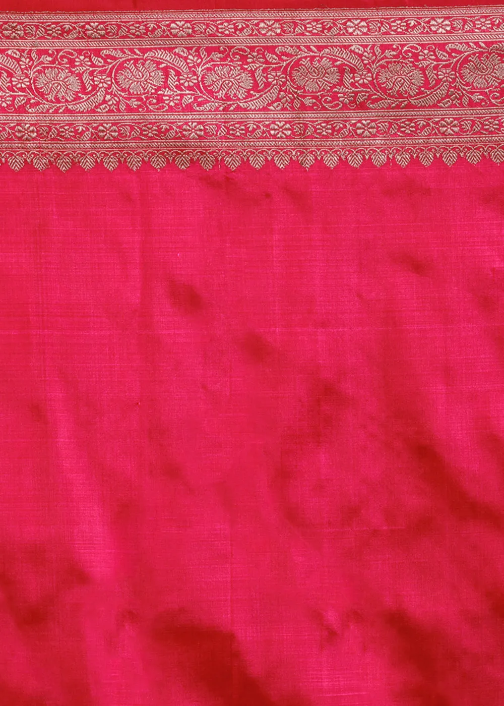 Fiery Rose Pink Hand Woven Pure Katan Silk Saree