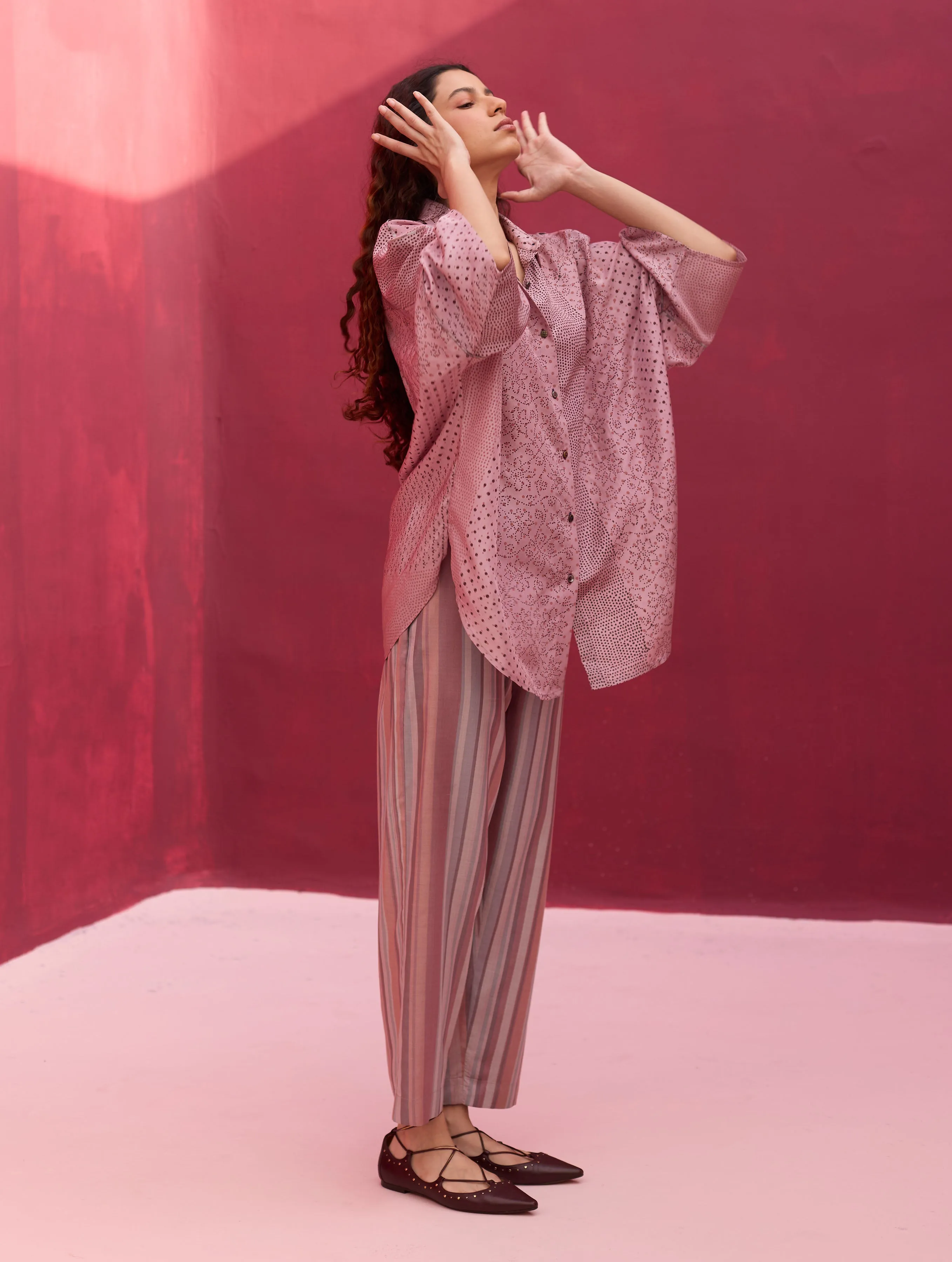 Fiza Silk Stripe Pants - Lavender