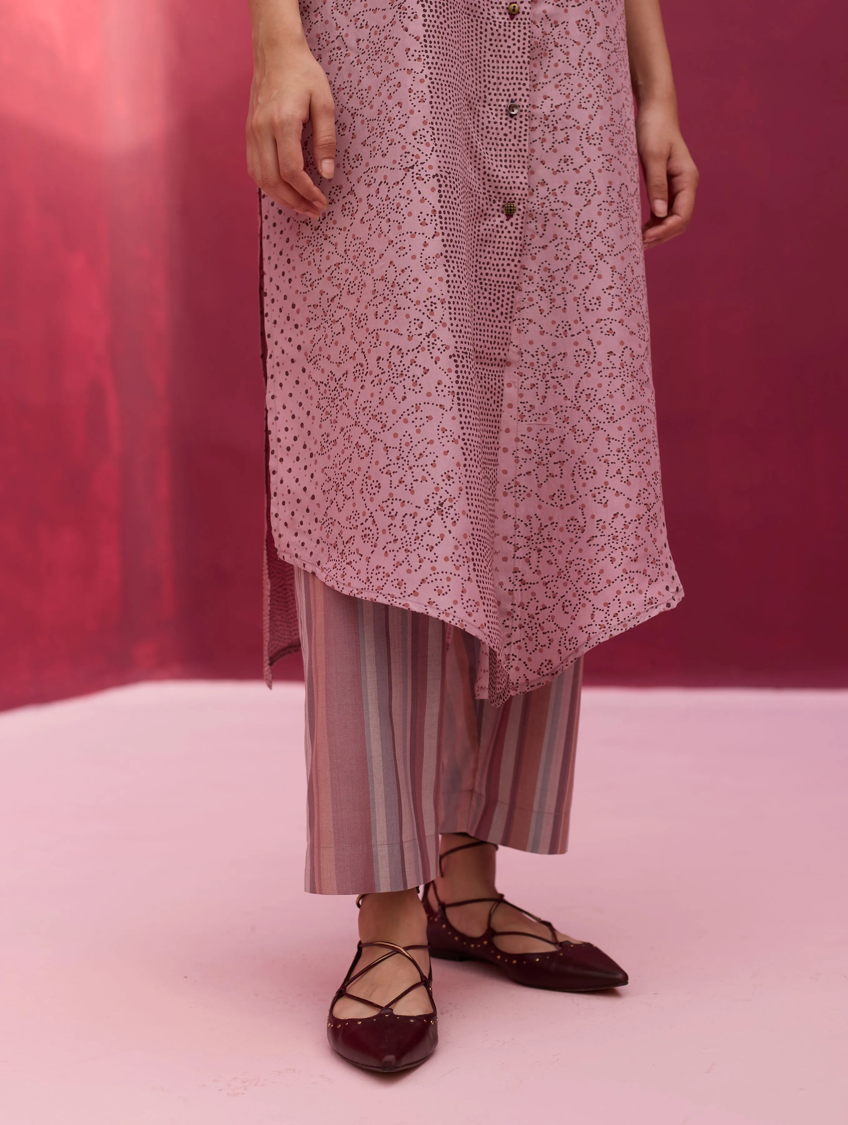 Fiza Silk Stripe Pants - Lavender