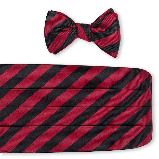 Garnet/ Black Bar Stripes Cummerbund Set - CB618