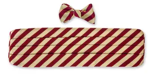 Gold/Maroon Bar Stripes Cummerbund Set - CB675