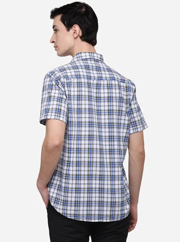 Green & Blue Slim Fit Checked Casual Shirt | Greenfibre