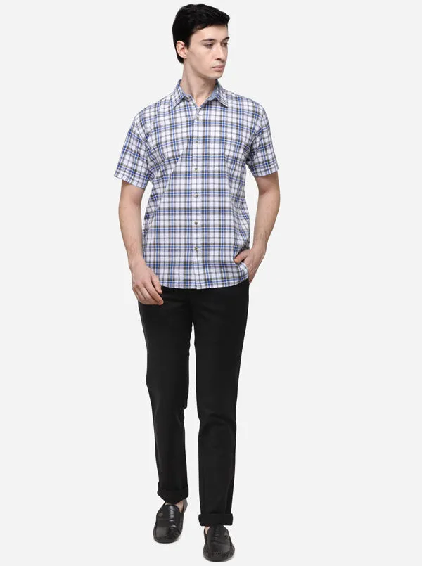 Green & Blue Slim Fit Checked Casual Shirt | Greenfibre