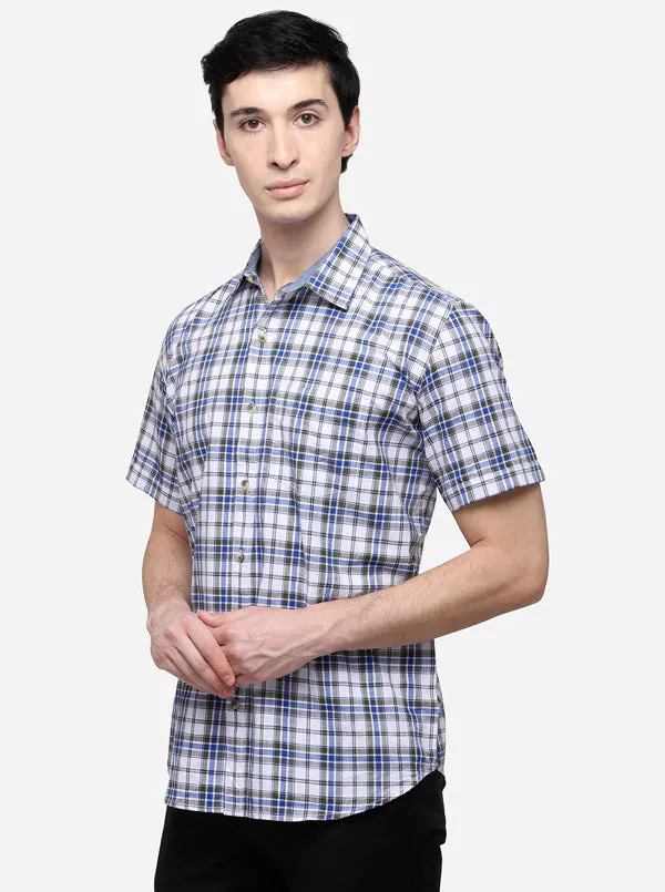 Green & Blue Slim Fit Checked Casual Shirt | Greenfibre