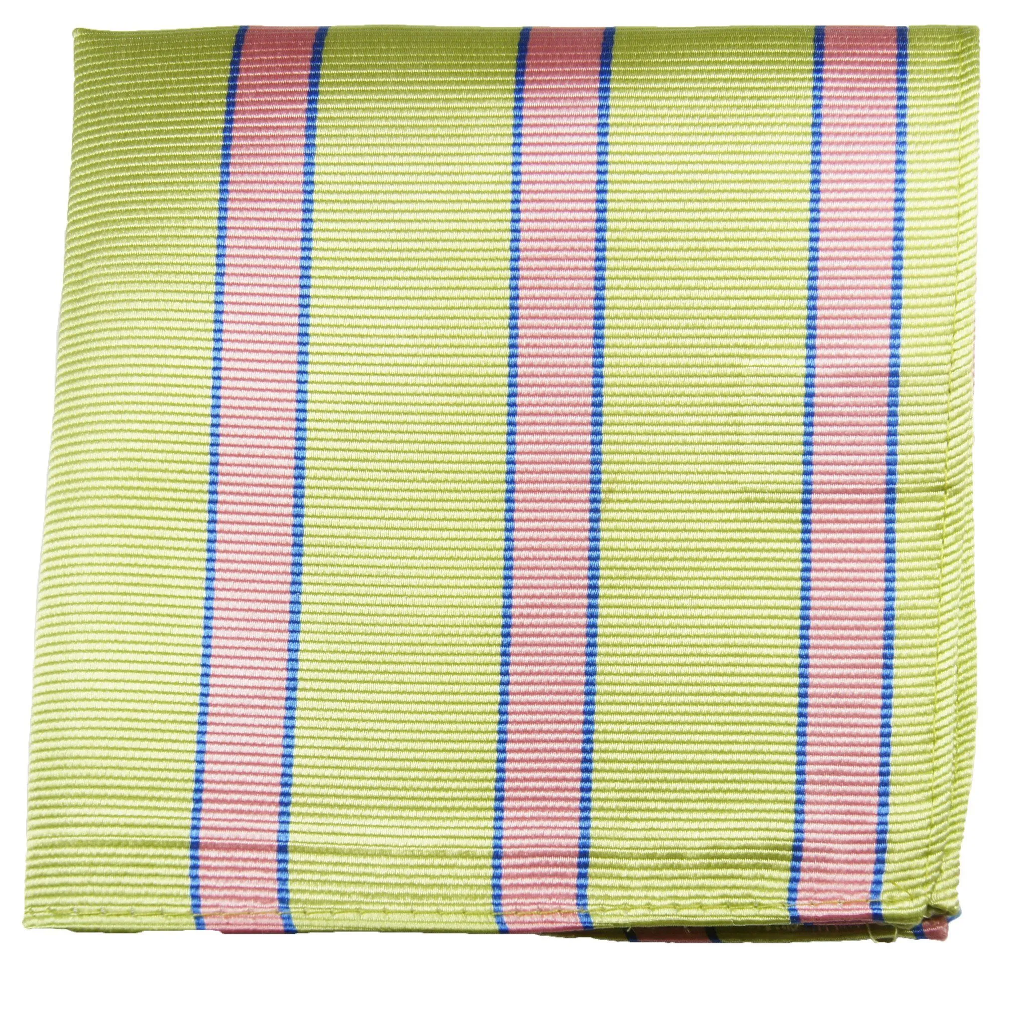 Green and Pink Striped Silk Pocket Square