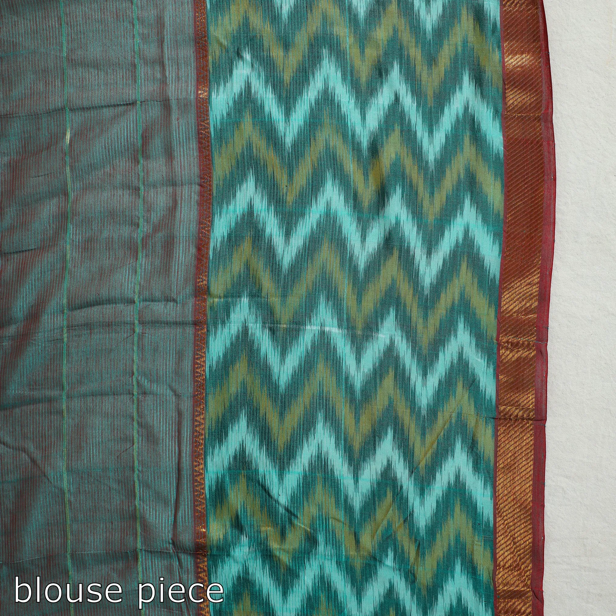 Green - Mangalagiri Handloom Silk-Cotton Zari Checks Saree