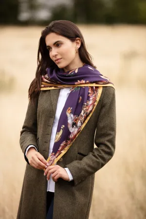 Grouse Misconduct Aubergine & Gold Large Square Silk Scarf