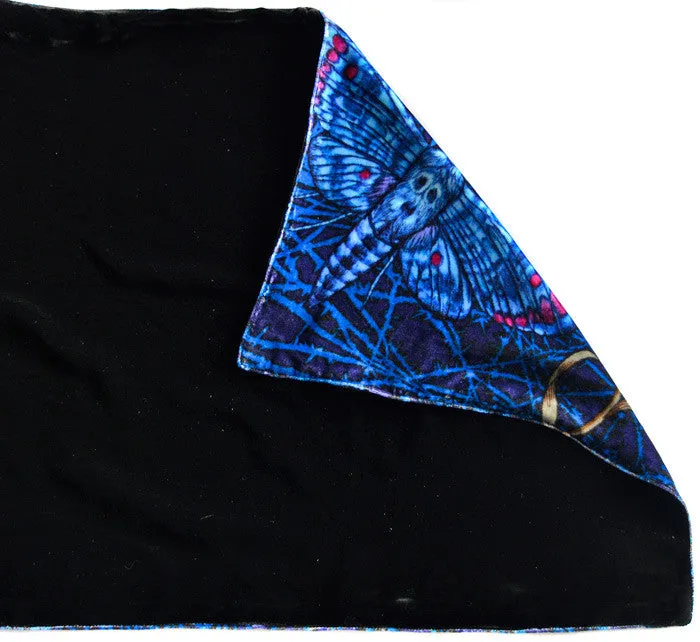 Hawkmoths at Dusk, silk velvet scarf. BLACK back.