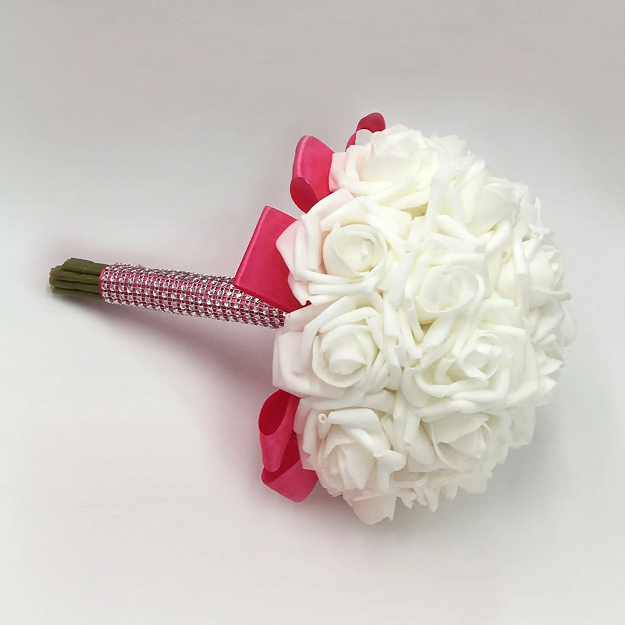 Hot Pink Bridal Bouquet White Bouquet of Rose for Bridesmaid