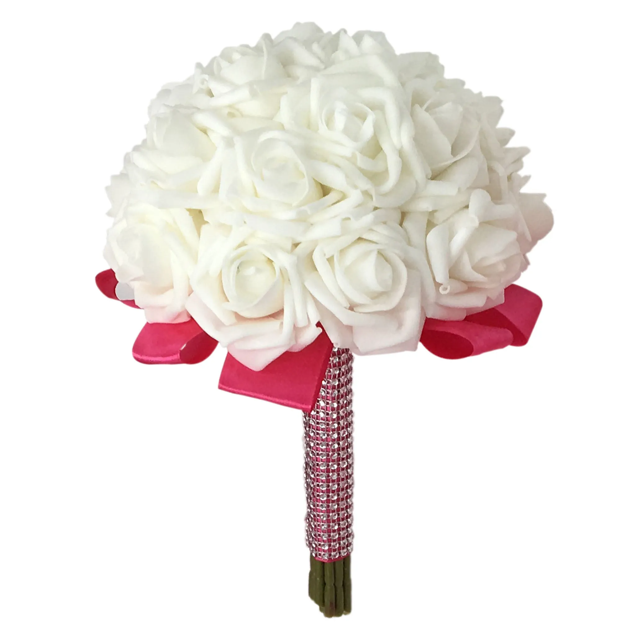 Hot Pink Bridal Bouquet White Bouquet of Rose for Bridesmaid