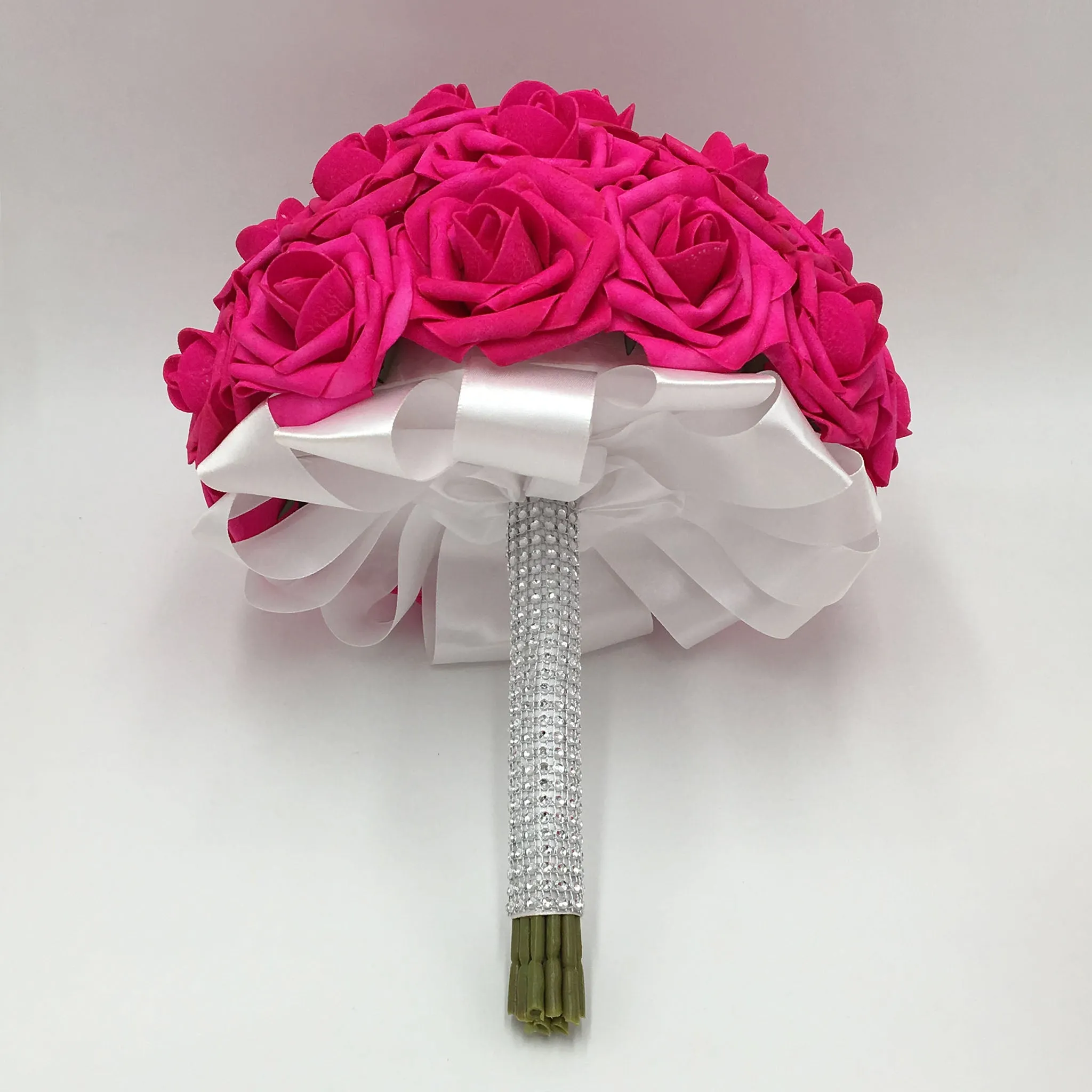 Hot Pink Bridal Bouquet White Bouquet of Rose for Bridesmaid