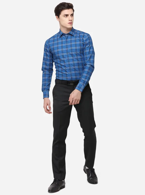 Imperial Blue Classic Fit Checked Casual Shirt | Greenfibre