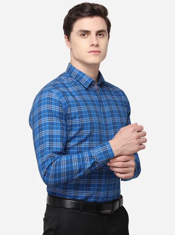 Imperial Blue Classic Fit Checked Casual Shirt | Greenfibre