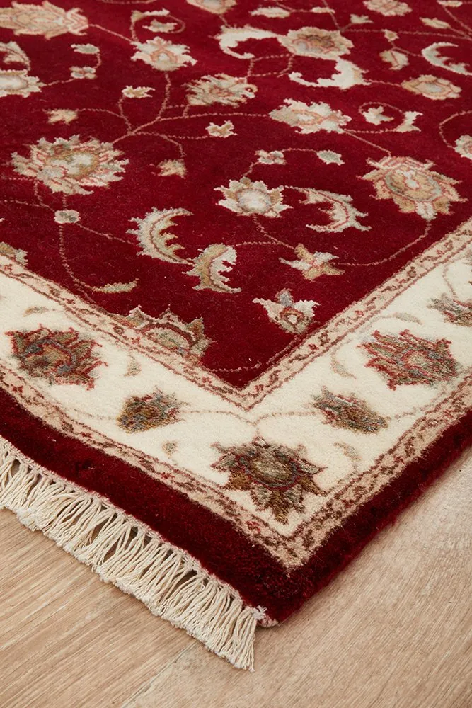 INDIAN HANDMADE FINE WOOL & SILK RUG -394X86CM