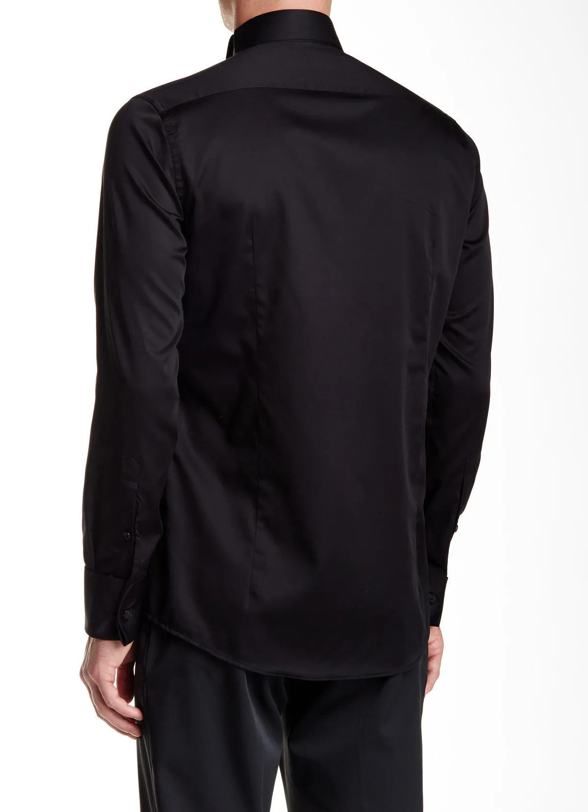 Jewel Button Tuxedo Shirt- Black