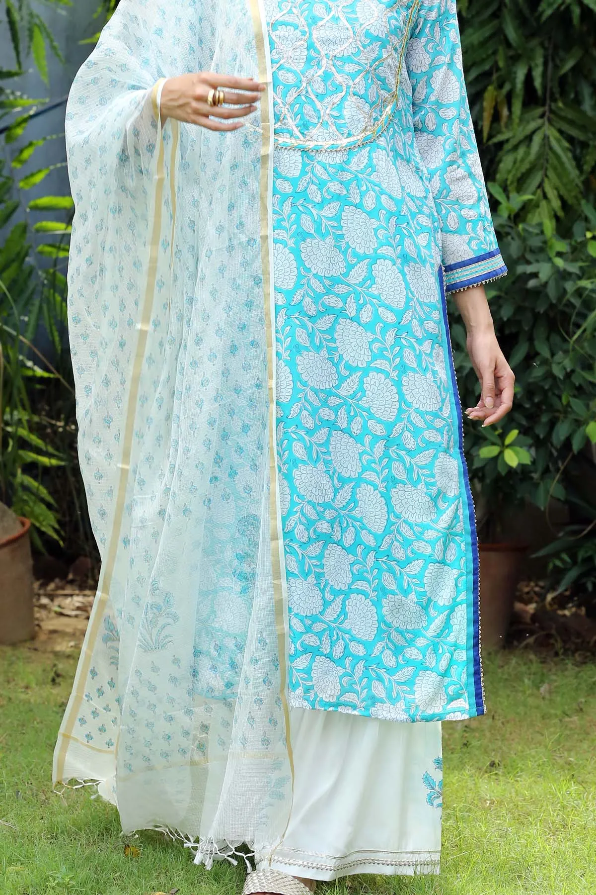 Kota silk handblock printed Dupatta