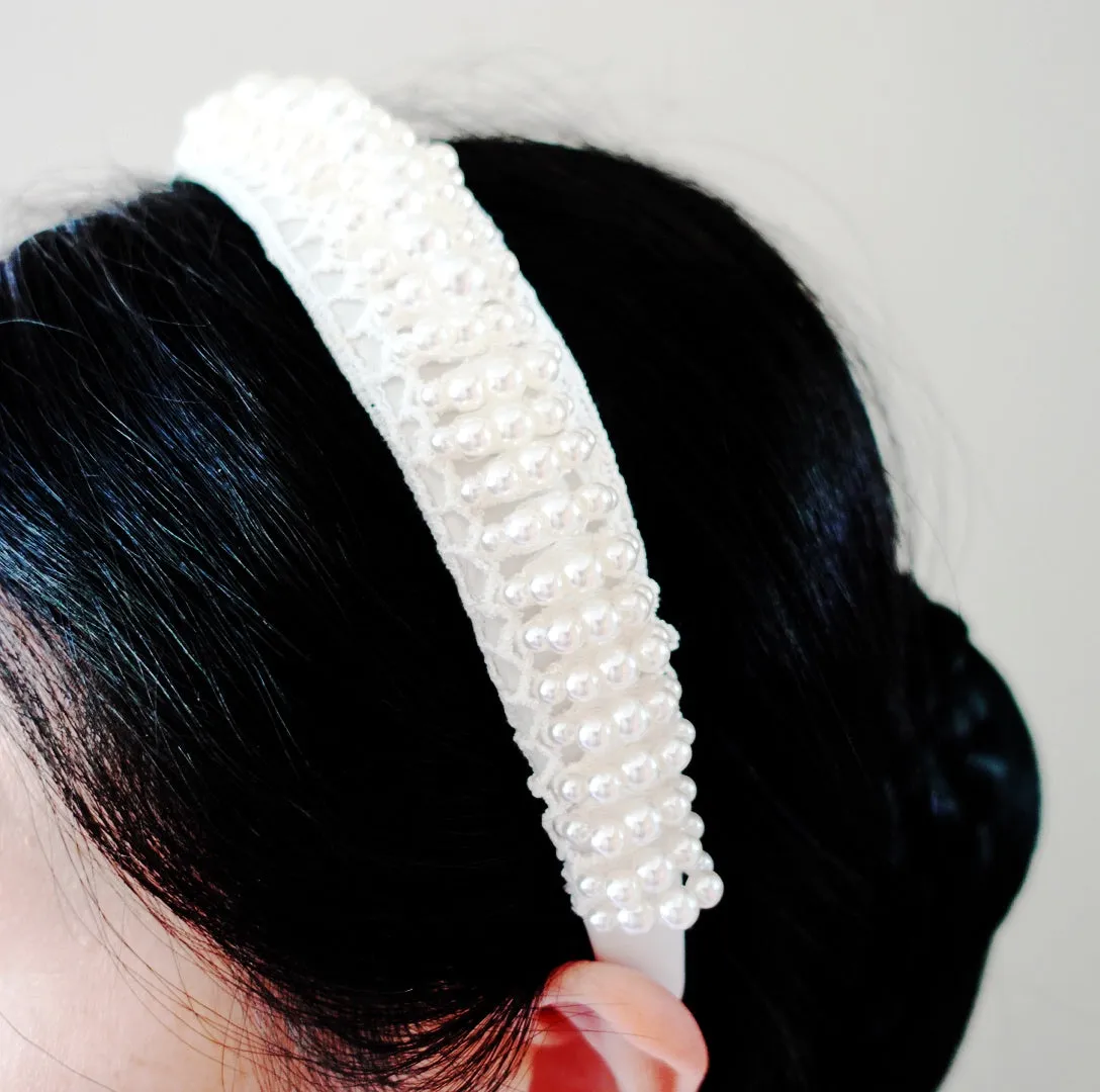 Large Pearl Crown Bridal Headband