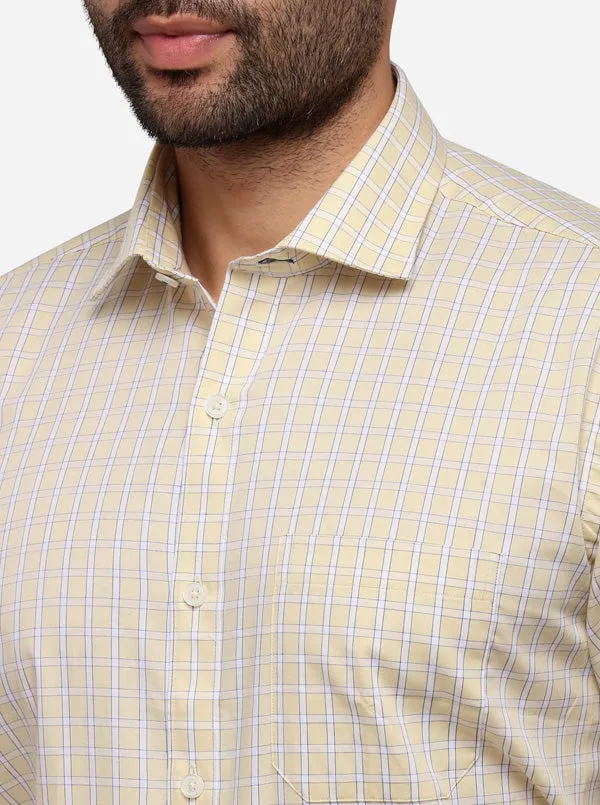 Light Yellow Checked Smart Fit Formal Shirt | JadeBlue