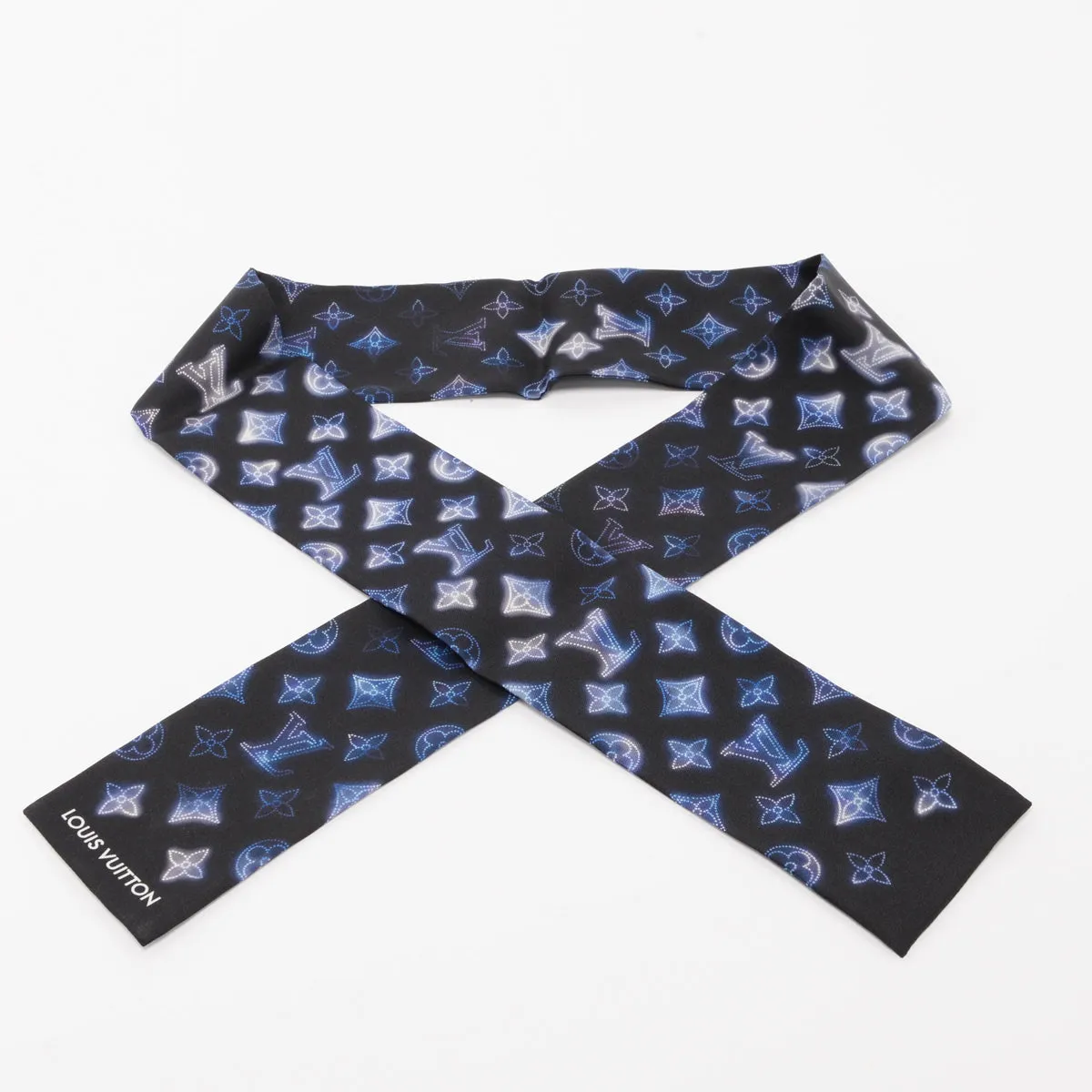 Louis Vuitton Blue Silk Monogram Flight Mode Bandeau