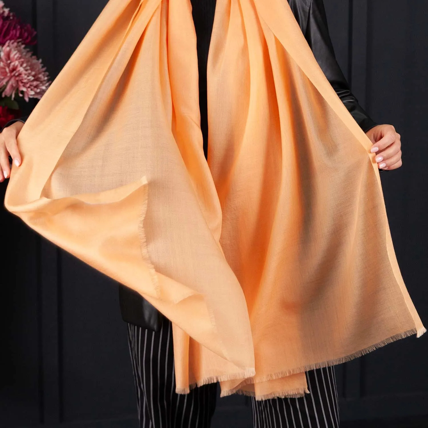 Luxe Merino Silk Shawl Peach